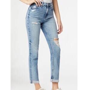 Hudson Blue Holly Denim High Rise Straight Leg Distressed Denim Jeans Size 26